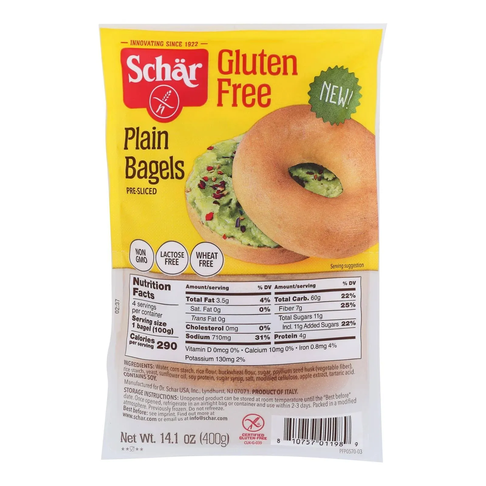 Schar Gluten Free Plain Bagels