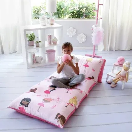 Butterfly Craze Floor Pillow Case, Mattress Bed Lounger Cover, Pink Ballerina, Queen Size - Cozy Seating Solution for Kids & Adults, Recliner Cushion, for Reading, TV Timet (Pillow Not Included)