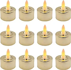 Lumabase Battery Operated 3D Wick Flame Tea Lights (Set of 12)