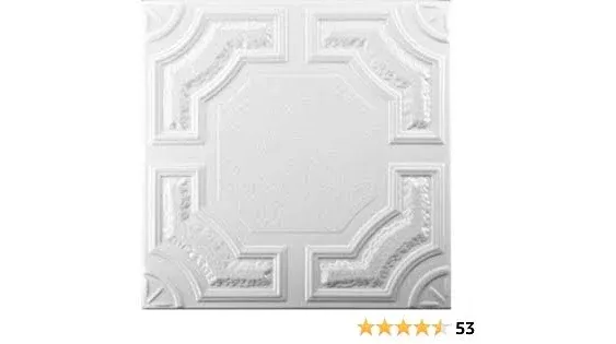 50pc of Caracas White (20"x20" Foam) Ceiling Tiles - Covers About 135sqft