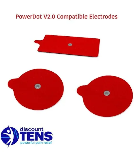 Discount Tens PowerDot 2.0 Compatible Electrodes with Magnetic Connector. 12 Premium PowerDot 2.0 Compatible Replacement Pads (Version 2 - Magnetic)