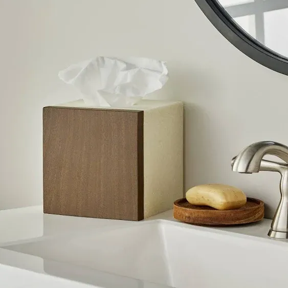 SKL Home Denver Tissue Box Cover, Brown, 5.75" x 5.75" x 5.75"