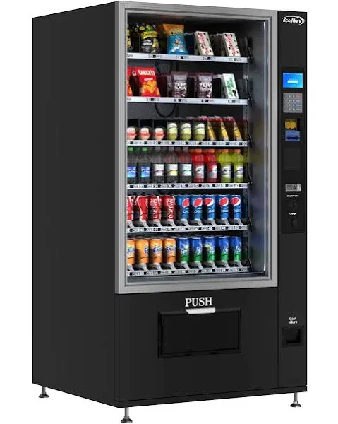 KoolMore KM-VMR-40-BR Snack Vending Machine, Bill Acceptor and Credit Card Reader in Black, 60 Slots/Refrigerated