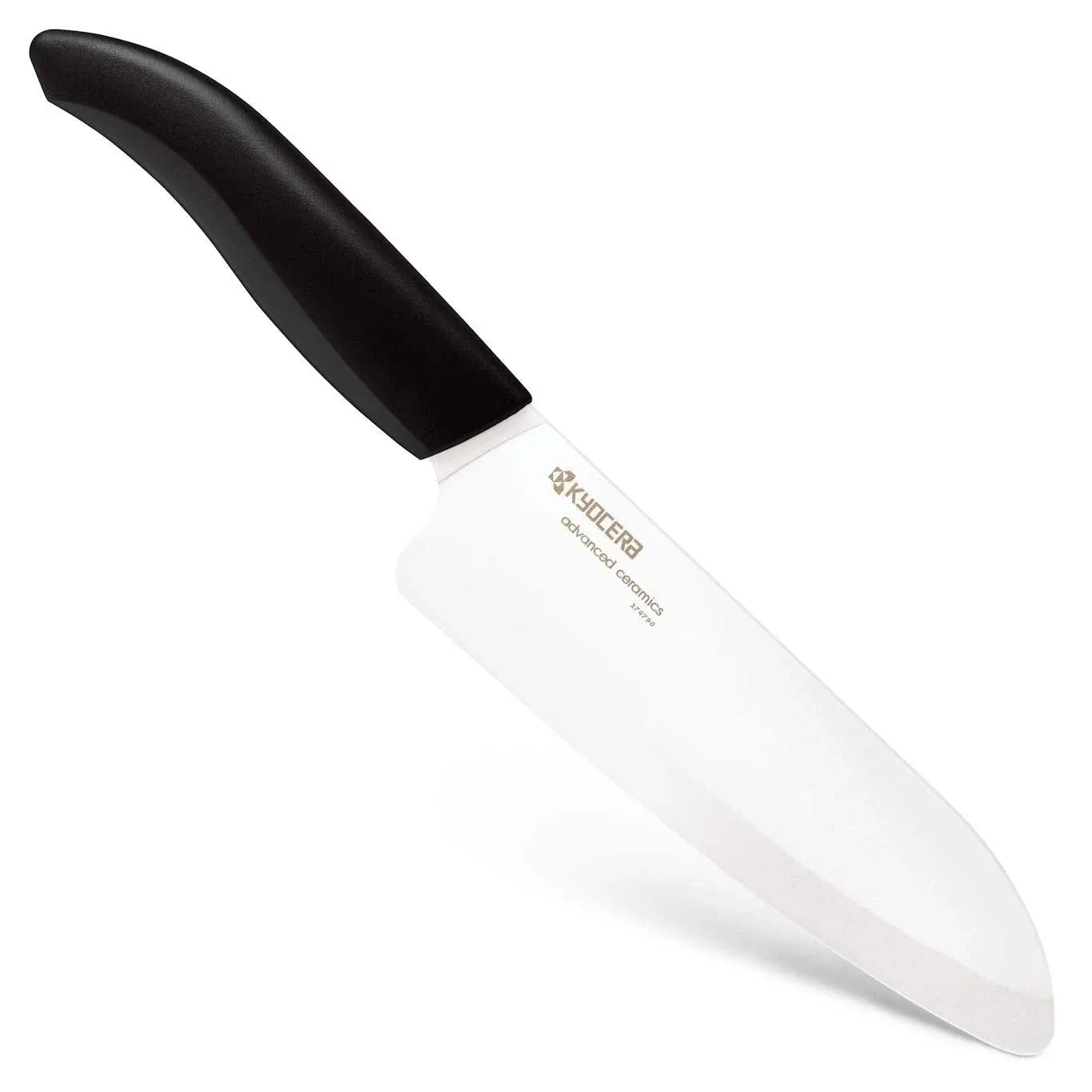 Kyocera Advanced Ceramic Revolution Series 6-inch, Chef's Santoku Knife, Black Handle, White Blade , 6 Inch - FK-160 WH