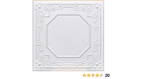 50pc of Lisbona White (20"x20" Foam) Ceiling Tiles - Covers About 135sqft