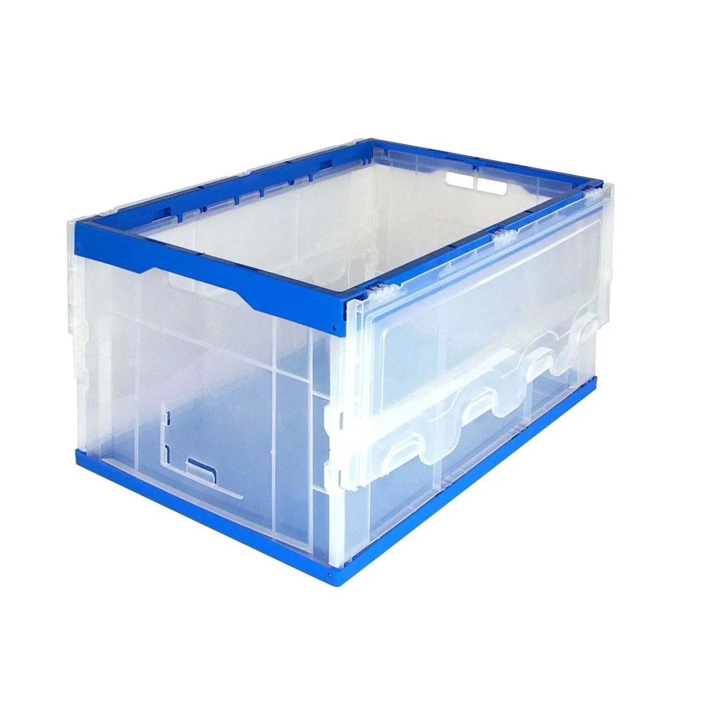 Mount-It! 69 qt. Hinged Lid Storage Crate Clear/Blue (MI-909)