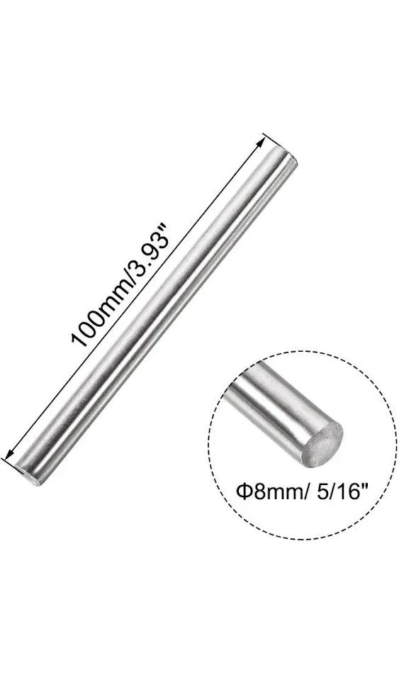 uxcell 8mm x 100mm 304 Stainless Steel Solid Round Rod for DIY Craft - 10pcs