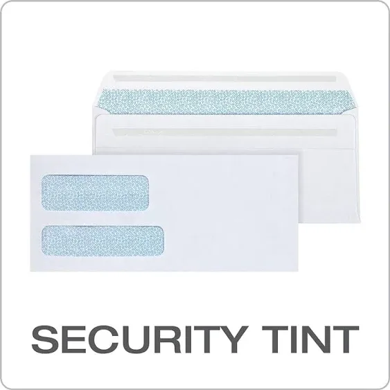 Columbian #8 5/8 Security Envelopes, 500/Box, Double Window, 3-5/8" x 8-5/8", Redi-Seal Self Seal, Invoices & QuickBooks Statements, White (COLO182)