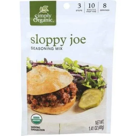 Simply Organic Sloppy Joe, Certified Organic, Gluten Free | 1.41 oz | Pack of 12