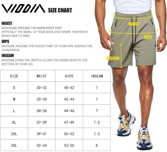 Viodia Mens Hiking Cargo Shorts Stretch Quick Dry Lightweight Workout Shorts for ...