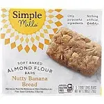 Simple Mills Almond Flour Bars, Nutty Banana Bread, Soft Baked - 5 pack, 1.19 oz bars