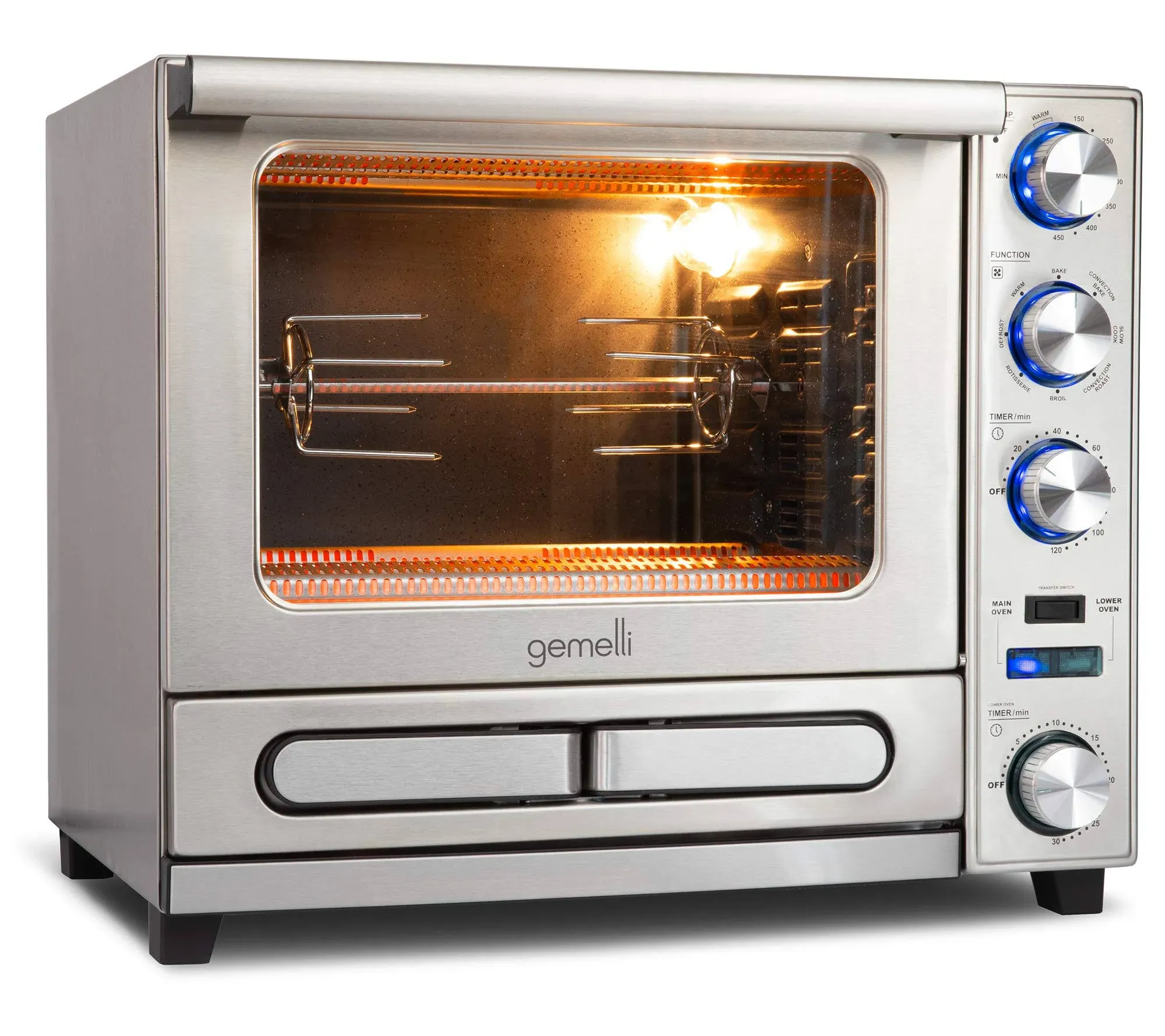 Gemelli Home Oven - Convection Oven with Built-In Pizza Drawer and Rotisserie