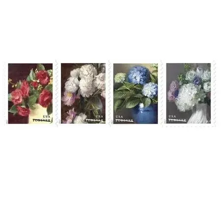 Flowers from the Garden Strip of 100 Usps Forever First Class Postage Stamps Celebrate Wedding Beauty