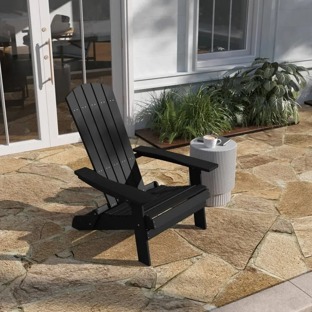 All-Weather Poly Resin Folding Adirondack Chair - Patio Chair