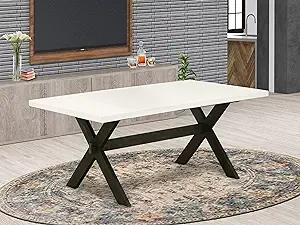 Dining Table Wire brushed Black & Linen White, XT627