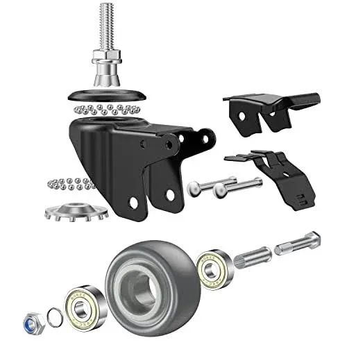 YEEMIGO 2 inch Swivel Caster Wheels Set of 4, Metric M8-1.25 Threaded Stem(bolt Diameter 8mm, Length:1) Durable Soft Rubber Casters with Double Lock