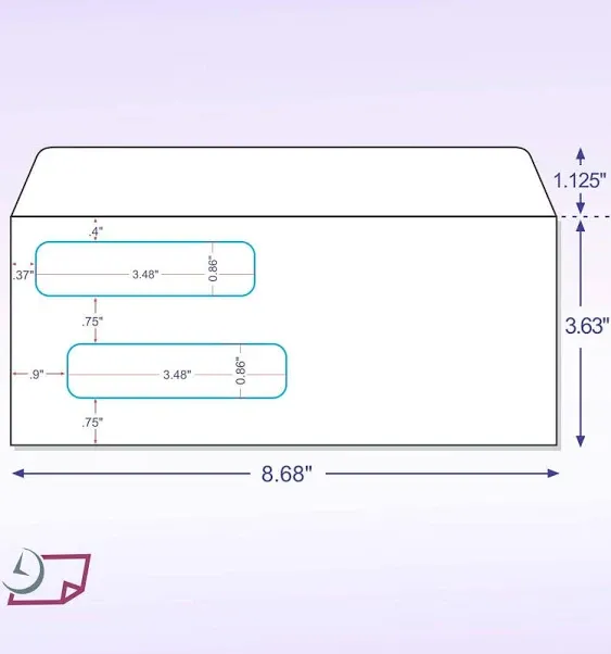 Next Day Labels Pack of 100 #8 Envelopes, Double Window Security Check Envelope ...