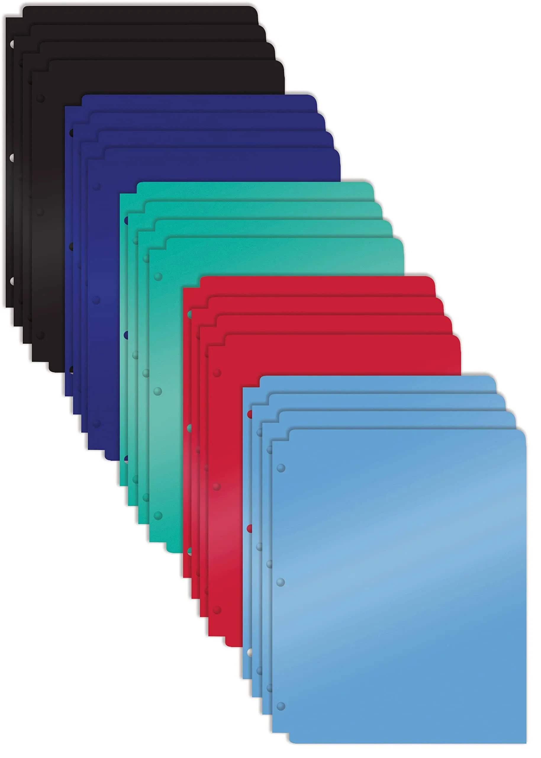 Better Office Products 3 Hole Punch Pocket Folders, 20 Pack Bulk Folders, Sturdy Plastic 2 Pocket Folders, Assorted Primary Colors, Letter size,