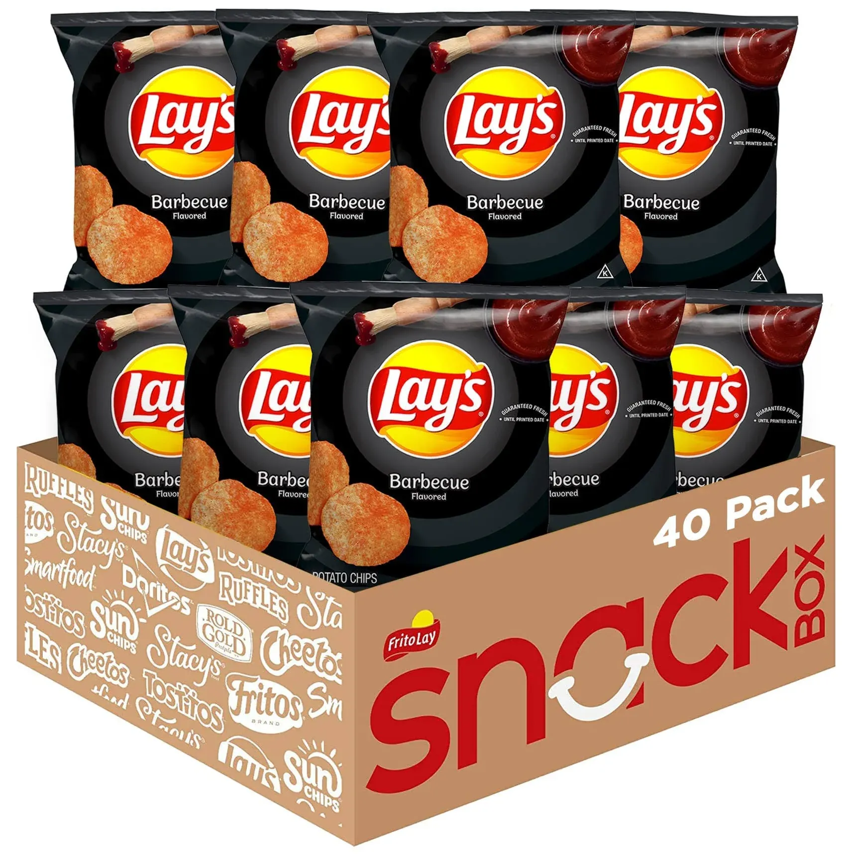 Lay's Potato Chips Barbecue Flavor Snack Chips, 1 oz Bags, 40 Count Multipack