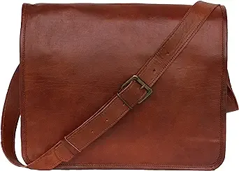 leather messenger bag laptop case office briefcase gift for men computer distressed shoulder bag