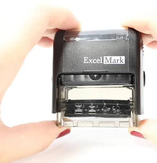 Entered - ExcelMark Self-Inking Rubber Stamp - A1539 Blue Ink