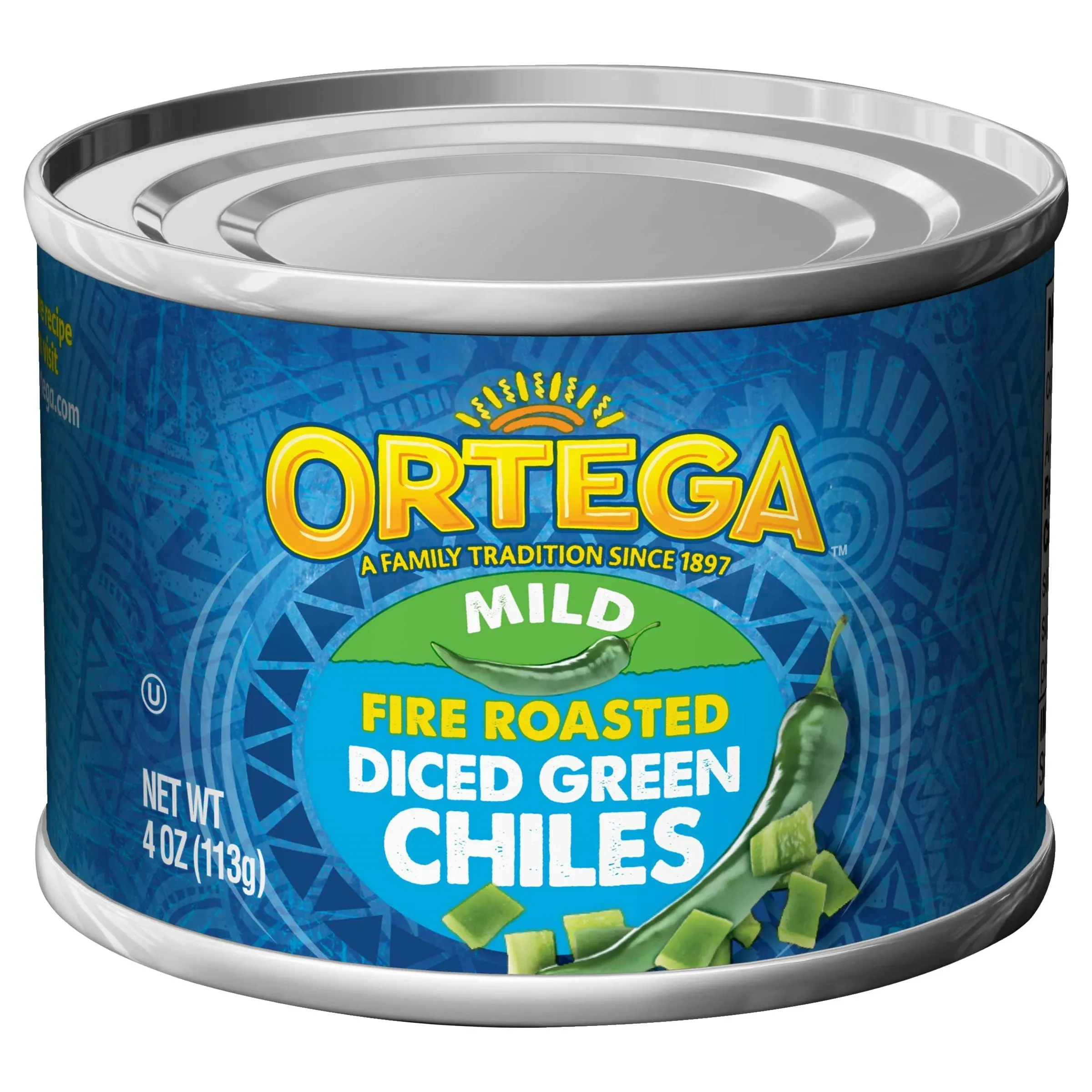 Ortega Green Chiles, Fire Roasted, Mild, Diced - 4 oz