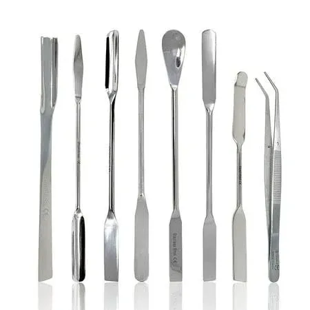 Scientific Labwares 8 Pcs Micro Lab Spatula Sampler Set, Stainless Steel Double ...