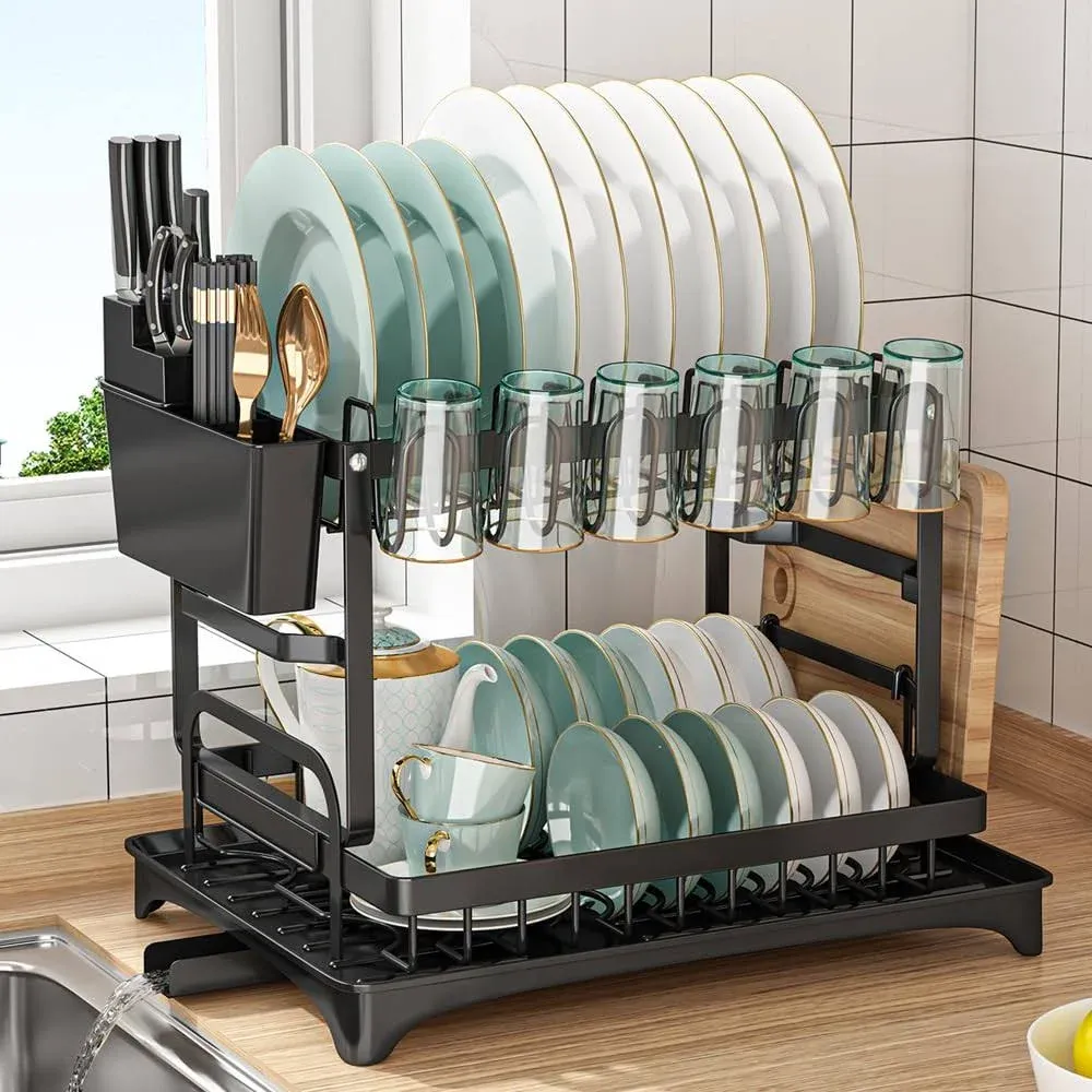 Dish Drying Rack Multifunctional Dish Rack Rustproof Kitchen Dish Drying Rack with Drainboard