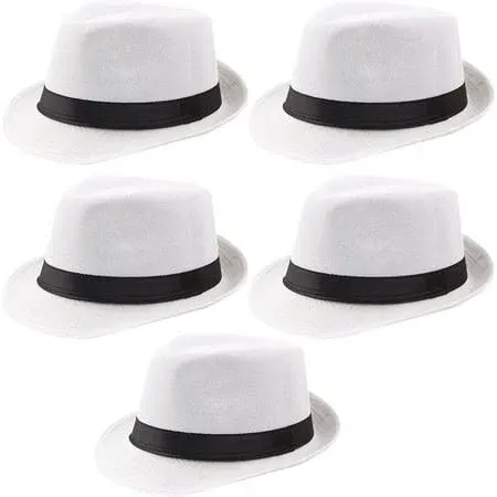 Ultrafun 5 Pack Short Brim Fedora Classic Summer Beach Sun Hat Panama Cap for Men Women