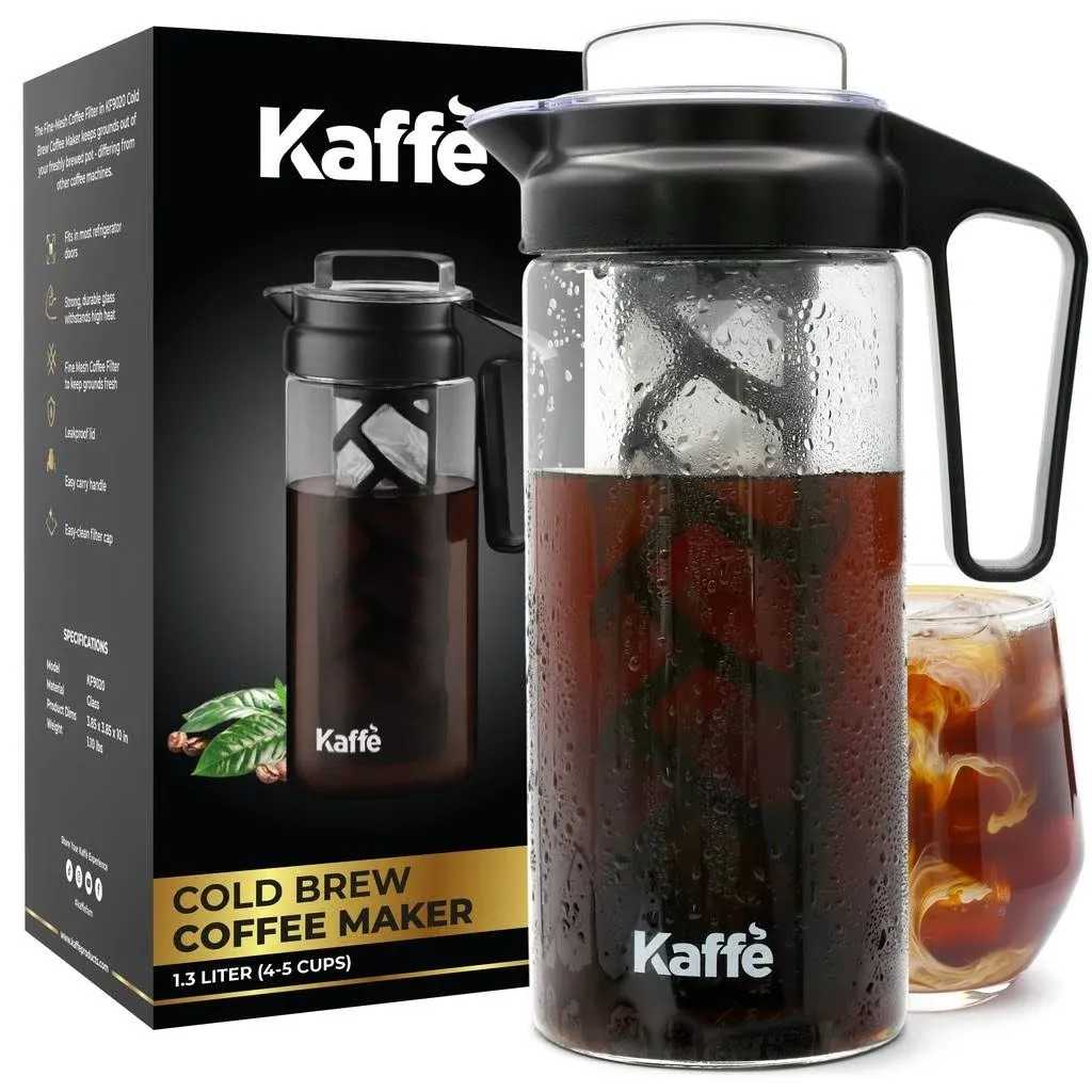 Kaffe Cold Brew Coffee Maker, 1.3L Cold Brew pitcher, Cold Brew Coffee and Tea Brewer