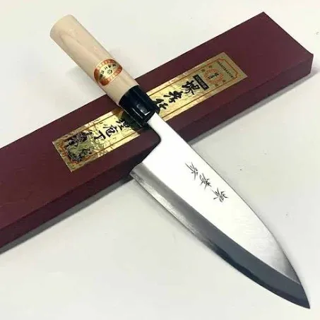 New Sakai Takayuki 18 cm. Kasumi Deba w/Wooden Cover Made In Japan