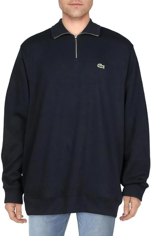 Lacoste Mens 1/4 Zip Cozy Sweatshirt Navy M