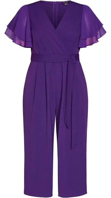 City Chic womens Plus Size Jumpsuit Flutter Slv