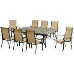 Hanover Brigantine 9-Piece Dining Set with An XL Cast-Top Dining Table and 8 Sling-Back Dining Chairs