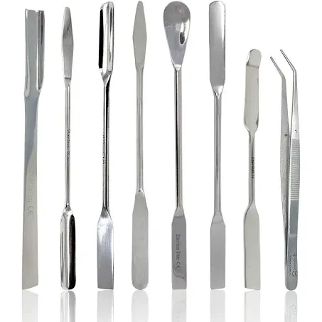 Scientific Labwares 8 Pcs Micro Lab Spatula Sampler Set, Stainless Steel Double ...