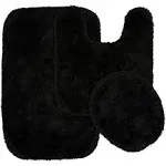 Garland Rug 3-Piece Finest Luxury Ultra Plush Washable Nylon Bathroom Rug Set, Black