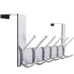 Dyiom Over The Door Hook Door Hanger, Over The Door Towel Rack with 6 Coat Hooks for Hanging, Silver