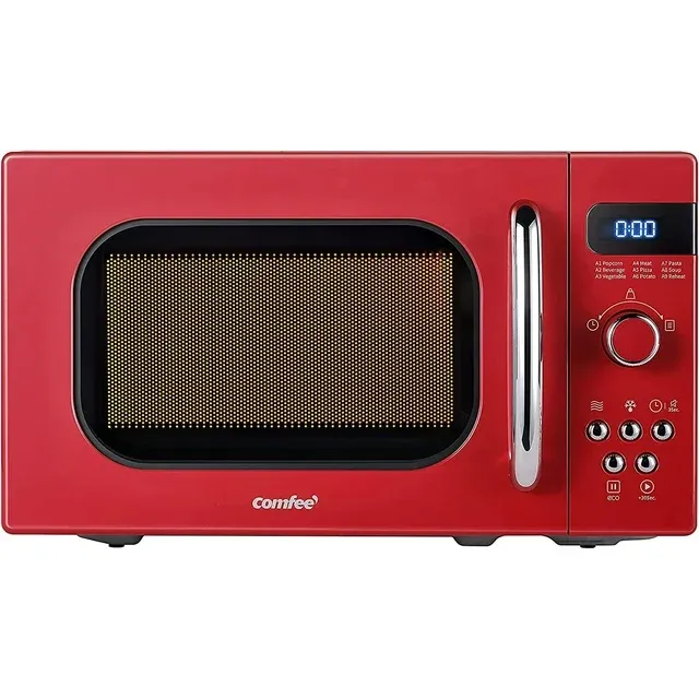 Comfee Retro 0.7-cu ft 700-Watt Countertop Microwave (Red)