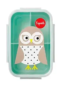 3 Sprouts Bento Box for Kids – Leakproof, BPA-Free Lunch Box with 3 Compartments for Back to School, Reusable On-the-Go Meal and Snack Containers - Owl