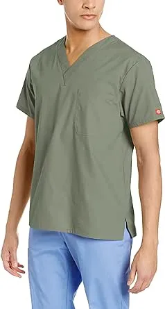 Dickies EDS Signature Scrubs for Women and Scrubs for Men, Unisex One Pocket V-Neck Top in Soft Brushed Poplin 83706