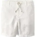 Boys Linen-Blend Pull On Shorts - White