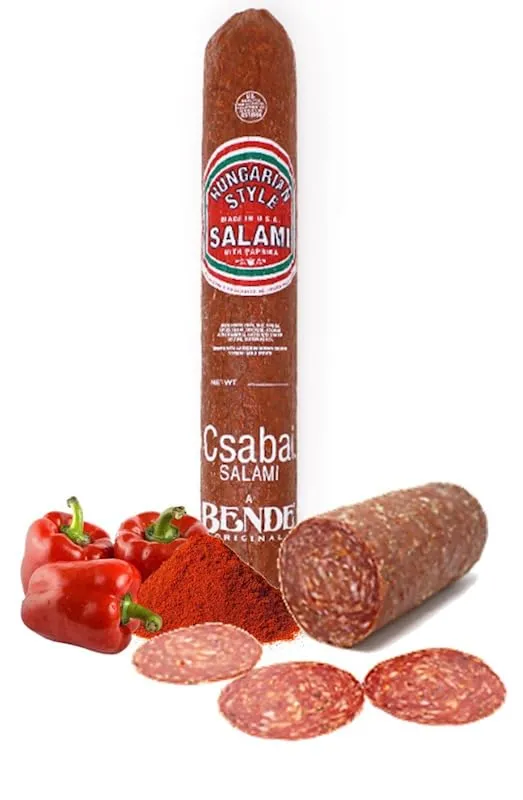 Bende Dry Salami Csabai With Paprika 2 lb - Authentic Hungarian Sausage, Perfect Cured Meat For Charcuterie Boards, Sandwiches, Delicious Deli Salami