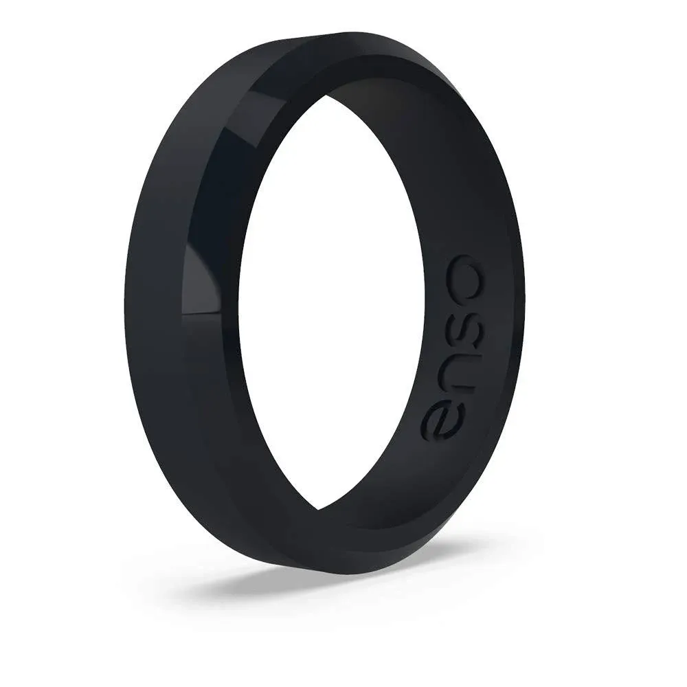 Enso Rings Bevel Thin Silicone Wedding Ring – Hypoallergenic Unisex Stackable Wedding Band – Comfortable Minimalist Band – 5.08mm Wide, 2.16mm Thick