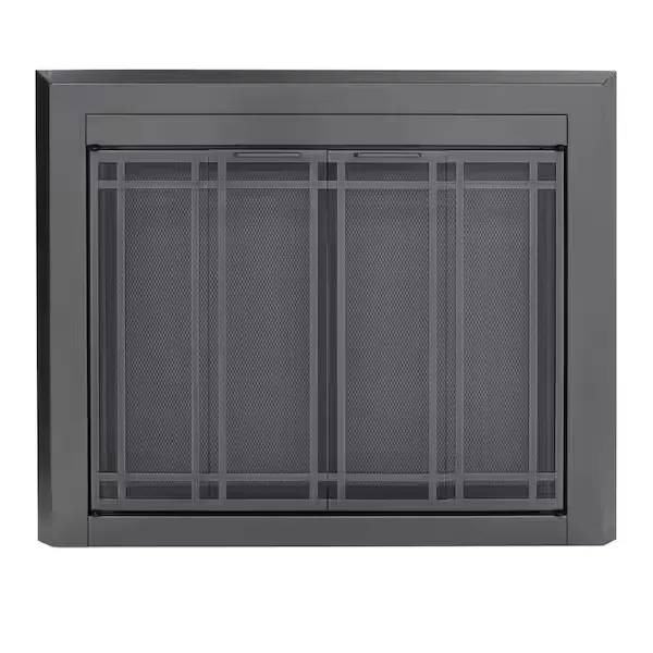 Pleasant Hearth Ellis Large Gunmetal Glass Fireplace Doors