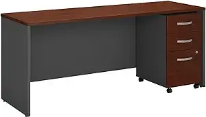 Bush Business Furniture Series C 72W x 24D Office Desk with Mobile File Cabinet in Mocha Cherry