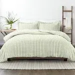 Home Collection Premium Ultra Soft Puffed Rugged Stripes Duvet Cover Set, Sage, Twin