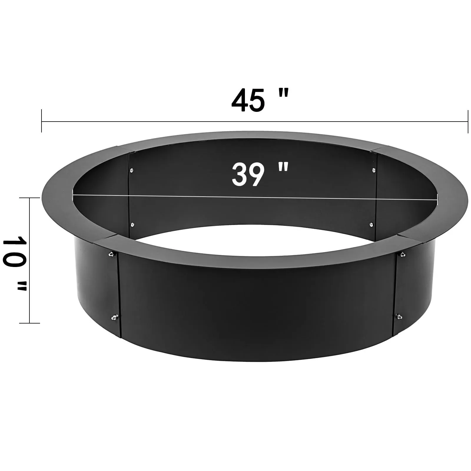 VEVOR Fire Pit Liner Ring Campfire Ring Above or In-Ground Outdoor Durable Black Steel DIY Backyard - Tan/Black