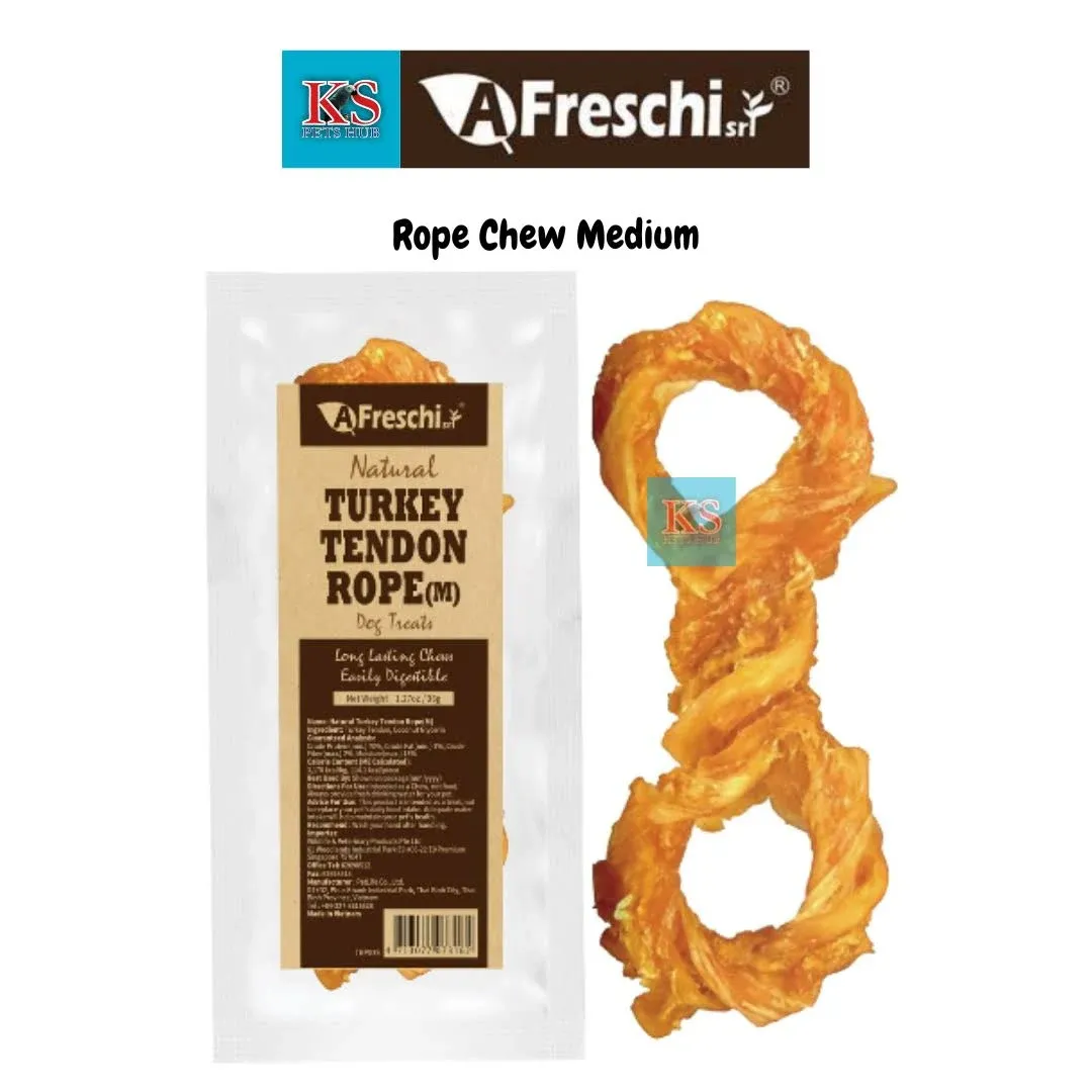 Afreschi Turkey Tendon for Dogs, Premium All-Natural, Hypoallergenic, Long-Lasting Dog Chew Treat, Easy to Digest, Alternative to Rawhide, Ingredient