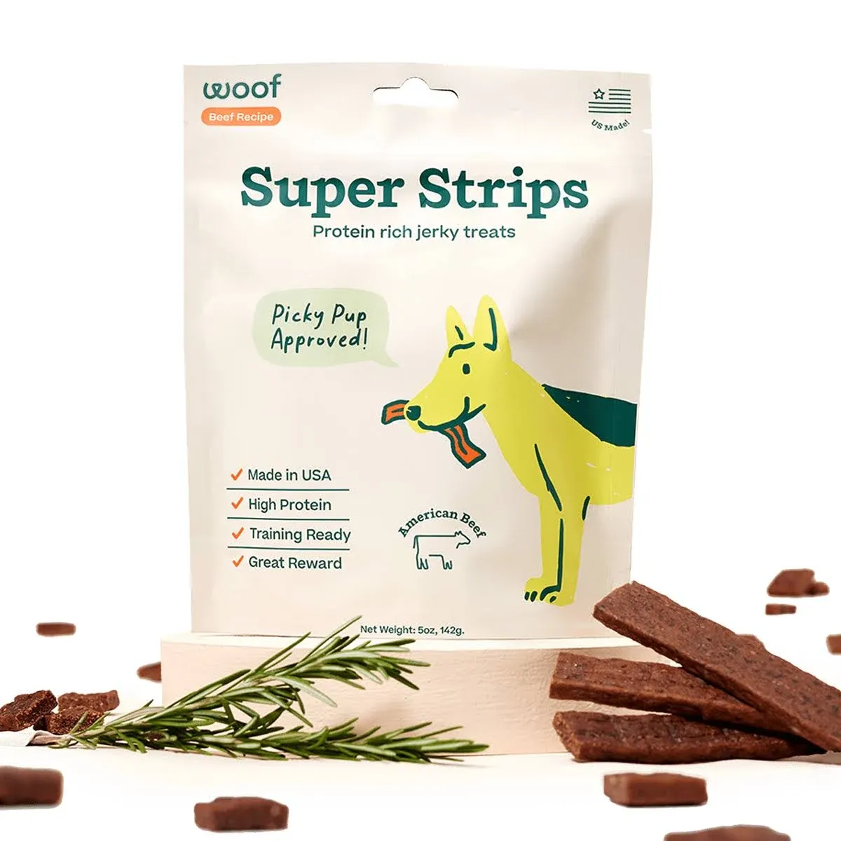 Woof Super Strips Beef Jerky Training Treats