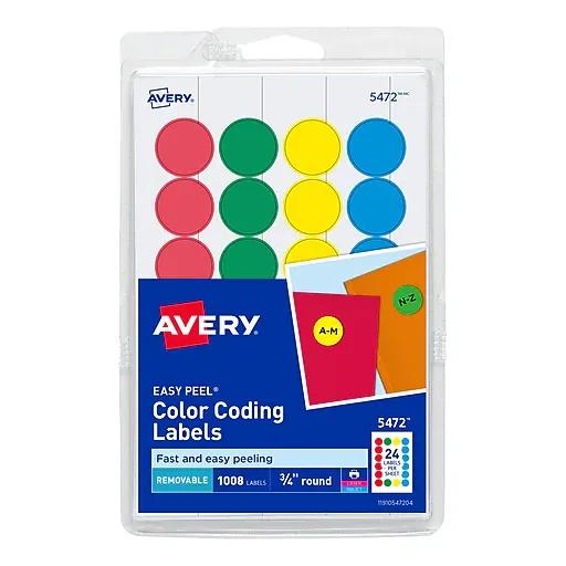 Avery Printable Removable Color-Coding Labels